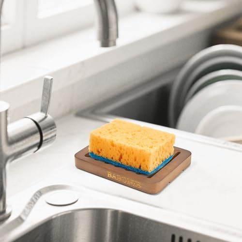 2 Pack FSC Bamboo Soap Holder, Slotted Self-Draining Dish, Walnut Style