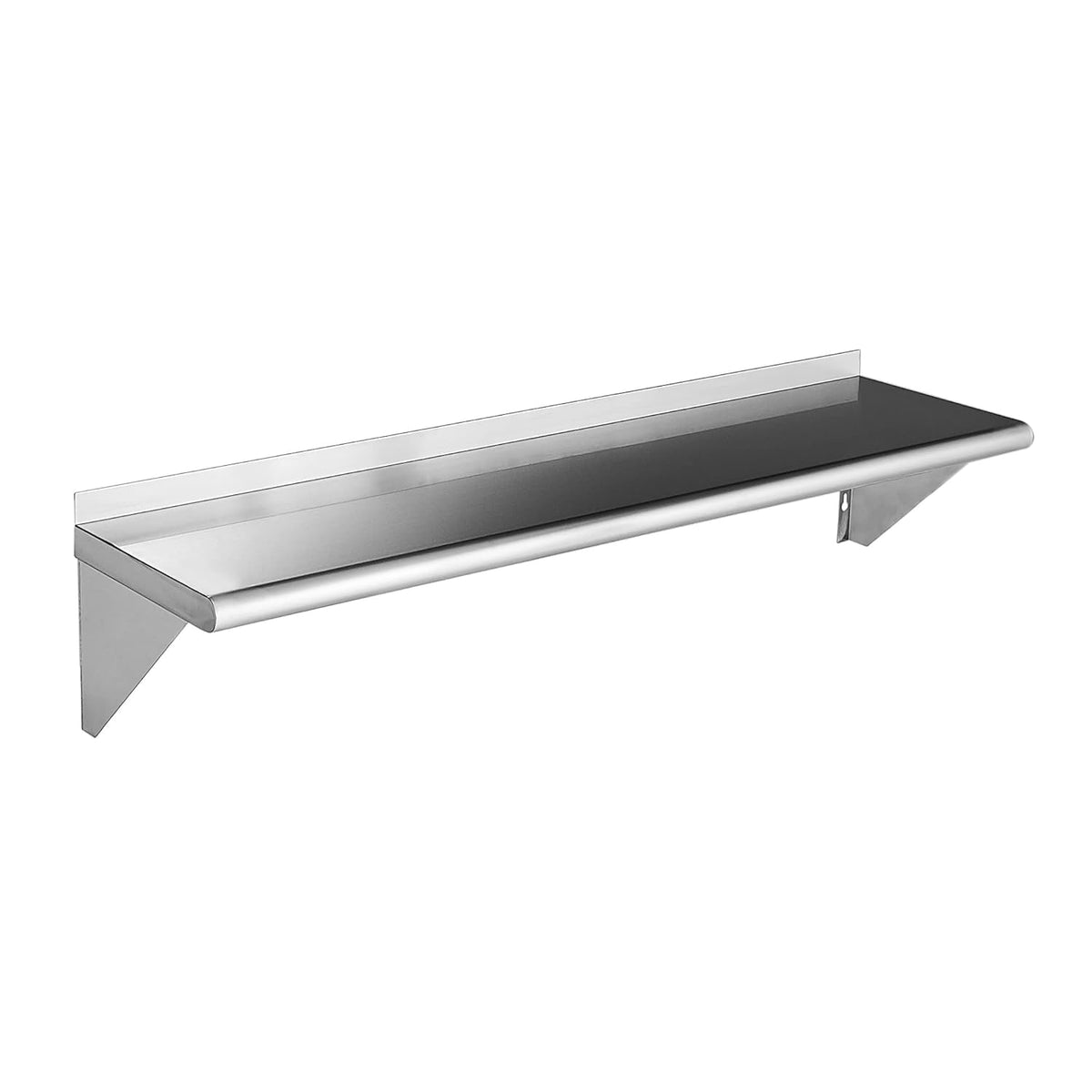 ROCKPOINT Stainless Steel Shelf 12 x 48 Inches 350lb, NSF Metal Commercial Shelves Wall Mount Floating Shelving with Backsplash for Restaurant, Kitchen, Home and Hotel, Silver