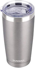 SUNWILL Travel Coffee Tumbler 20 oz, Insulated Mug with Lid, Stainless Steel Cup for Hot and Cold Drinks, Cool Grey