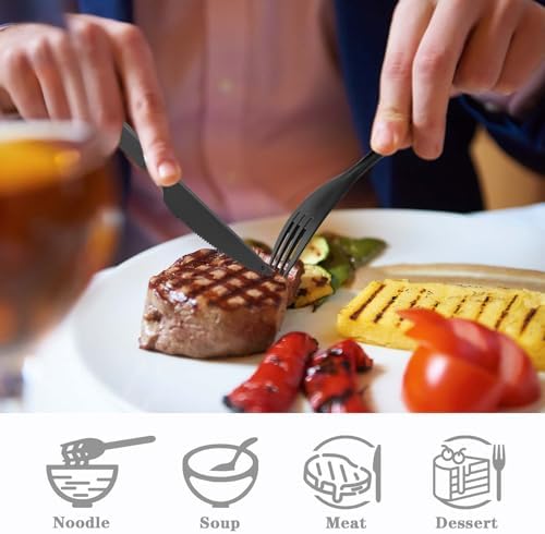 Large Reusable Travel Utensils with Case, Plastic Camping Cutlery Set