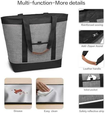Insulated Cooler Bag Reusable Grocery Tote Bags Transport Large Lunch Box for Women