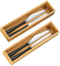 VeyFey Silverware Tray for Drawer, Stackable Kitchen Bamboo Drawer Organizer 12" x 3" x 2" Set of 2