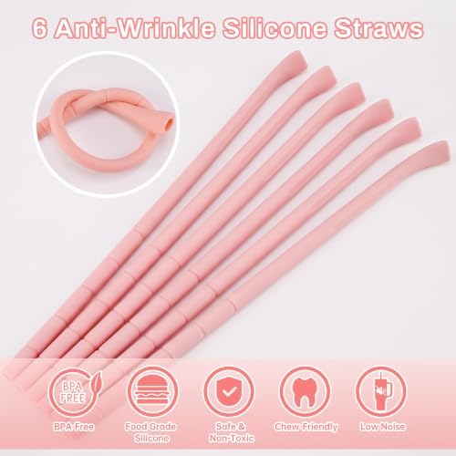 NiHome 6PCS Silicone Anti-Wrinkle Straws Fit for Stanley 40oz 30oz Tumblers