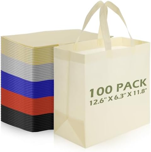 Reginary 100 PCS Non Woven Tote Bags Bulk,Multicolor