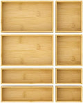 Bamboo Drawer Organizer Boxes, 8-Piece Set for Kitchen & Bathroom
