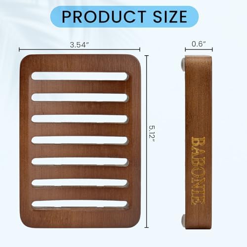 2 Pack FSC Bamboo Soap Holder, Slotted Self-Draining Dish, Walnut Style