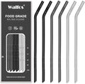 Walfos Reusable Silicone Straws -10.5 Inch Flexible Drinking Bendy straws for Smoothies/20 & 30 oz Tumblers, BPA Free (6 pcs Wide + 1 Cleaning Brushes ）