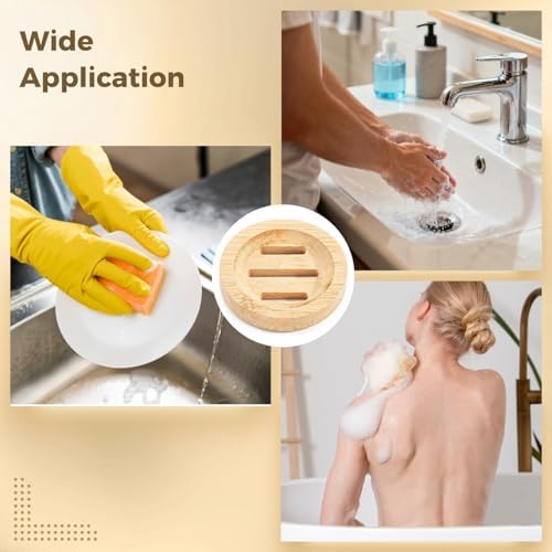 12 Pcs Round Wooden Soap Dishes, Wooden Soap Holders with Ventilation Holes, Soap Trays for Bars, Natural Color, Ideal for Bathroom and Kitchen Use