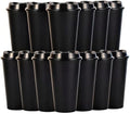 16oz Reusable Plastic Coffee Cups with Lids, 13 Pack, Black