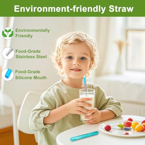 Kynup Collapsible Reusable Metal Straws, Travel Straws with Storage Cases