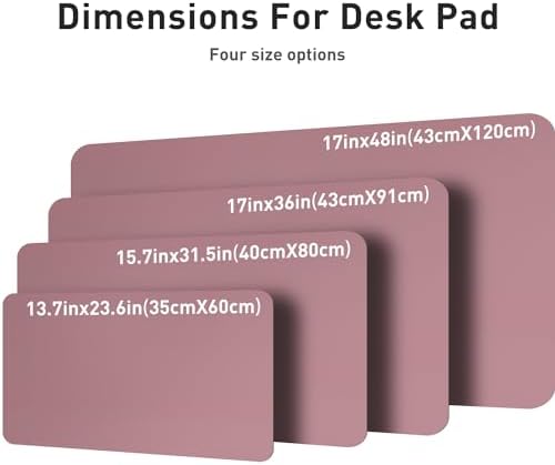 Aothia Leather Desk Pad Protector, Mouse Pad, Office Desk Mat, Non-Slip PU Leather Desk Blotter, Laptop Desk Pad, Waterproof Desk Writing Pad for Office and Home (48"x17", Dark Pink)
