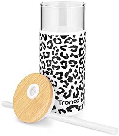 Tronco 20 oz Glass Tumbler with Lids and Straws, Reusable Iced Coffee Cups