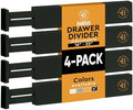 4-Pack Drawer Dividers 2.6-Inch High Dresser Organizer 16 to 22 Inch, Black