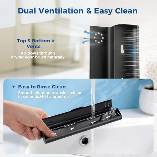 Toothbrush Travel Case Aluminum, Portable Toothbrush Holders Travel, Manual Toothbrush Case Container for Traveling, Bathroom, Camping, Business Trip-1Pack Black
