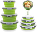Collapsible Bowls with Lids, Space Saving Silicone Food Storage Containers for Travel Essentials, Camper Must Haves Rv Camping Accessories for Trailers inside, Salad Container for Lunch Green