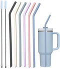 Pastel Color 14” Extra Long Silicone Replacement Straw for 40 oz Stanley Cup, Reusable Flexible Tall Giant Big Drinking Straw for Quencher Tumbler,1Gallon/64 oz Water Bottle,Hydro Jug-6 pack