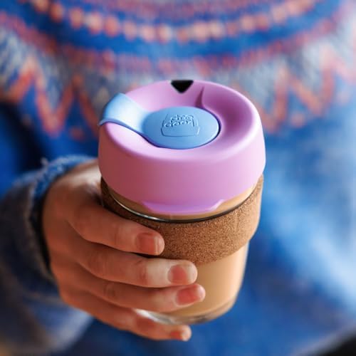 KeepCup Brew Cork, Reusable Glass Tumbler with Natural Cork, Short Coffee Cup 8oz / 227ml - Moonlight