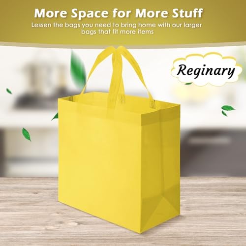 Reginary 100 PCS Non Woven Tote Bags Bulk,Yellow