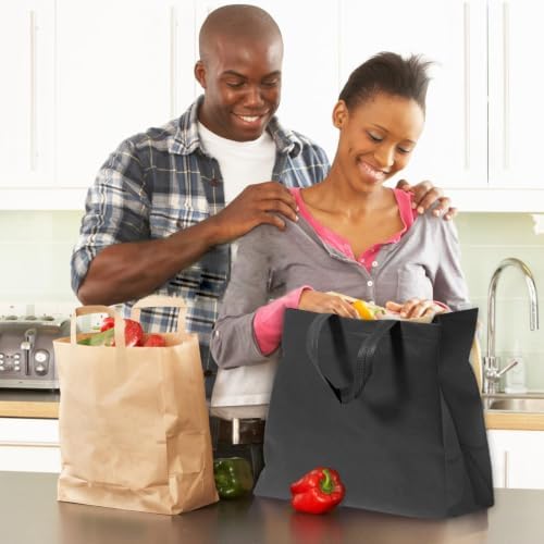 50pcs Reusable Grocery Bags with Handles Non Woven Shopping Tote Bags Bulk