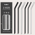 Walfos Silicone Straws - Reusable straws Bendy straws for Smoothies/20 & 30 oz Tumblers, BPA Free. 2 Size (3pcs Wide S + 3 pcs Regular + 2 Cleaning Brushes）