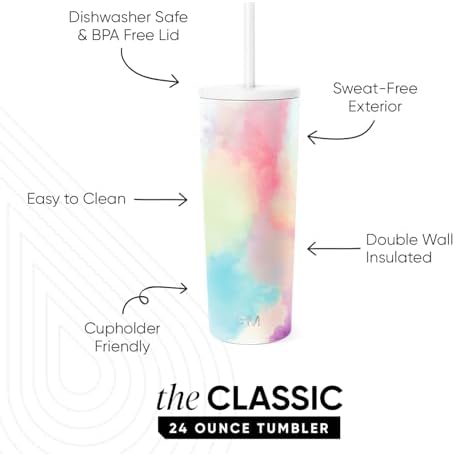 Simple Modern Iced Coffee Tumbler, Insulated | 24oz | Tie Dye