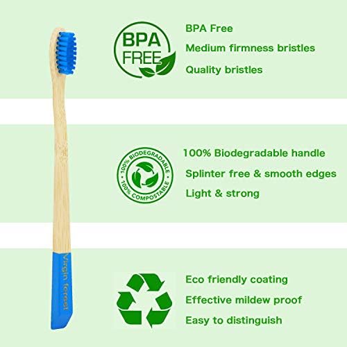 Virgin Forest Bamboo Toothbrushes 6pk, Charcoal Bristles BPA Free