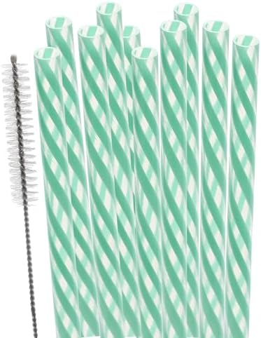 Dakoufish Replacement Straws for StanleylOwalalHydro Jug 40oz 30oz Tumbler,10 Pack 12 Inch Mint Reusable Straws With Cleaning Brush For Stanley Simple Modern Cup,Dishwasher Safe.
