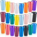 FillTouch 24 Pcs 16 oz Reusable Coffee Cups with Lids, Bright Colors