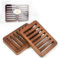2 Pack FSC Bamboo Soap Holder, Slotted Self-Draining Dish, Walnut Style