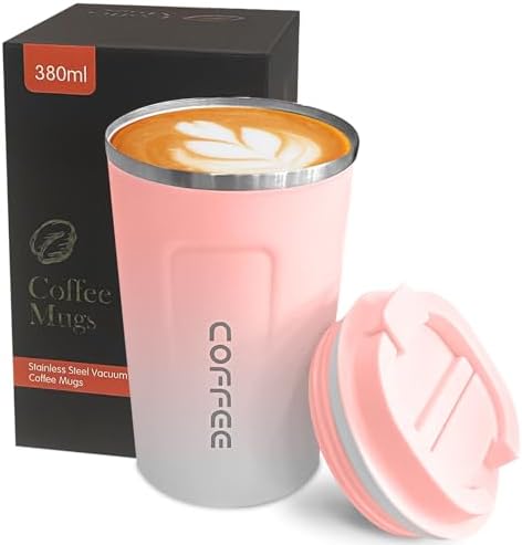 Insulated Travel Coffee Mug, Stainless Steel Coffee Cup with Leakproof Lid