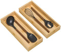 Lixple Bamboo Kitchen Drawer Organizer, 2 Pack, 15" x 6" x 2"
