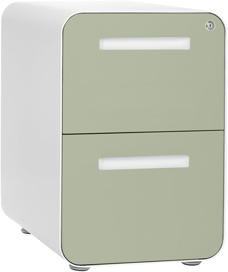 Laura Davidson Furniture Stockpile 2 Drawer Mobile File Cabinet with Lock - Under Desk Metal Filing Cabinet, Legal/Letter File Folders, Wheels and Stationary Feet, Pre-Assembled, Sage Green