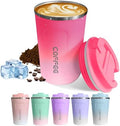 SPLMIFA Travel Coffee Mugs Leak-Proof, Reusable Coffee Cups with Lids, Stainless Steel Vacuum Insulated Coffee Tumblers, Thermal Insulation Cup for Men and Women Hot & Cold Drinks(2nd-Red White, 17OZ)