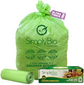 Simply Bio 60-65 Gallon Compostable Trash Bags Liners Flat-Top, Heavy Duty Extra Thick 2 Mil, 242.27 Liter, 12 Bags, Lawn, Yard, and Restaurant Use, ASTM D6400, US BPI, OK Compost Home Certified