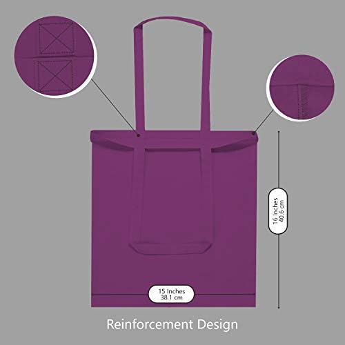 TOPDesign 12-Pack Economical 16"x15" Purple Cotton Tote Bag, Lightweight Medium Reusable Grocery Shopping Cloth Bags, Suitable for DIY, Advertising, Promotion, Gift, Activity