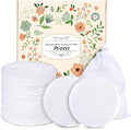ProCIV Reusable Makeup Remover Pads, 18 Packs Washable Organic Bamboo Reusable Cotton Rounds for All Skin Types & Toner with Laundry Bag, Eco Friendly Zero Waste Reusable Cotton Pads for Woman (White)