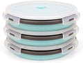 CARTINTS 1200ml Large Collapsible Meal Prep Containers, Reusable Silicone Food Storage Containers, Stackable Fridge Storage Containers, With Leakproof Lids, Microwave and Freezer Safe, Blue