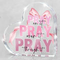 Pink Desk Decor, Bow Acrylic Heart Sign Decor Bathroom Bedroom, Christian Gift for Coworkers, Friends and Family, 4 Inch