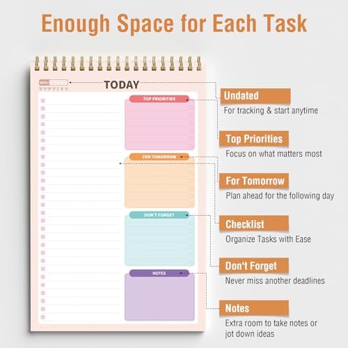Forvencer To Do List Notepad with 52 Sheets (6.5 x9.8),To Do List Notebook