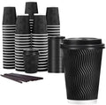 Lamosi 50 Pack 12 oz Coffee Cups with Lids, Disposable To Go Paper Cups