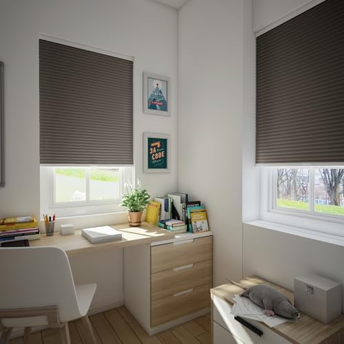 Custom Size Blinds Cellular Shades Cordless for Indoor Windows, Customizable Honeycomb Blind Thermal Insulated Easy Install for Bedroom, Bathroom, Nursey, Blackout Taupe