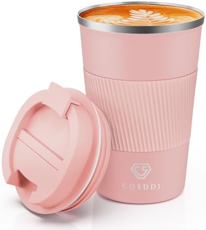 CS COSDDI 12 oz Coffee mug - Stainless Steel Coffee Cup with Leakproof Lid
