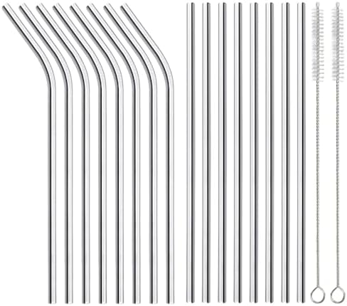 16 Pack of Reusable Stainless Steel Metal Straws