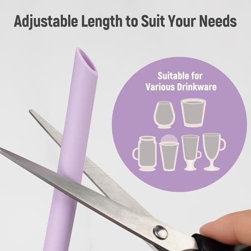 NiHome 6-Pack Wide Reusable Bent Silicone Straws for Smoothies, Milkshake