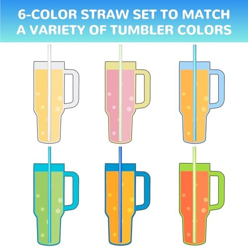 NiHome 12-Pack Plastic Reusable Straws Fit for Stanley 40 30 64 oz Tumbler