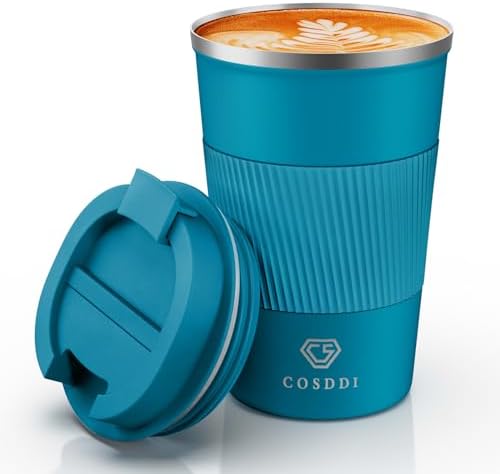 CS COSDDI 12 oz Coffee mug - Stainless Steel Coffee Cup with Leakproof Lid