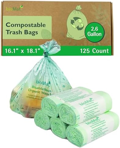 bioMat 2.6 Gallon Compostable Food Scrap Bags, 125 Count