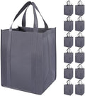 12 Pack Heavy Duty Reusable Grocery Bags - Large Shopping Totes Reinforced Handles, Holds 40 lbs, Foldable and Washable (Grey)