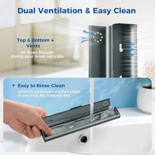 Toothbrush Travel Case Aluminum, Portable Toothbrush Holders Travel, Manual Toothbrush Case Container for Traveling, Bathroom, Camping, Business Trip-1Pack Gray