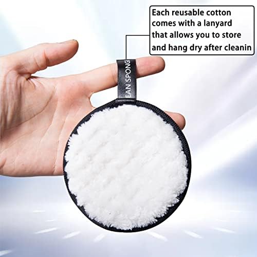 Reusable Soft Makeup Remover Pads for All Skin - 4 pack Microfiber Face Rounds Wipes Heavy Mascara Eye Shadow Facial Cleansing Puffs Foundation, Washable Removal Cloth, Chemical Free